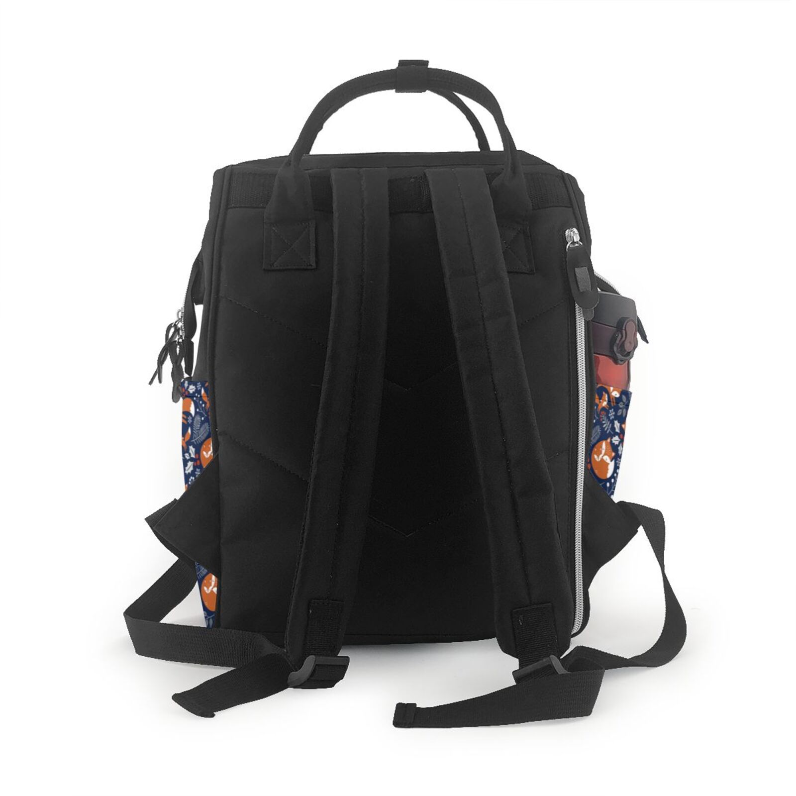 Fuzoiu Vintage Blue Fox Family Print Diaper Bag Backpack,Baby Essentials Travel Tote,Multi function Waterproof Diaper Bag, Travel Essentials Baby Bag - Unisex