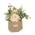 thumbnail image 3 of Flor colgante artificial con bolsa de arpillera, jarrón, simulación de rosa en maceta. Champán, 3 of 9