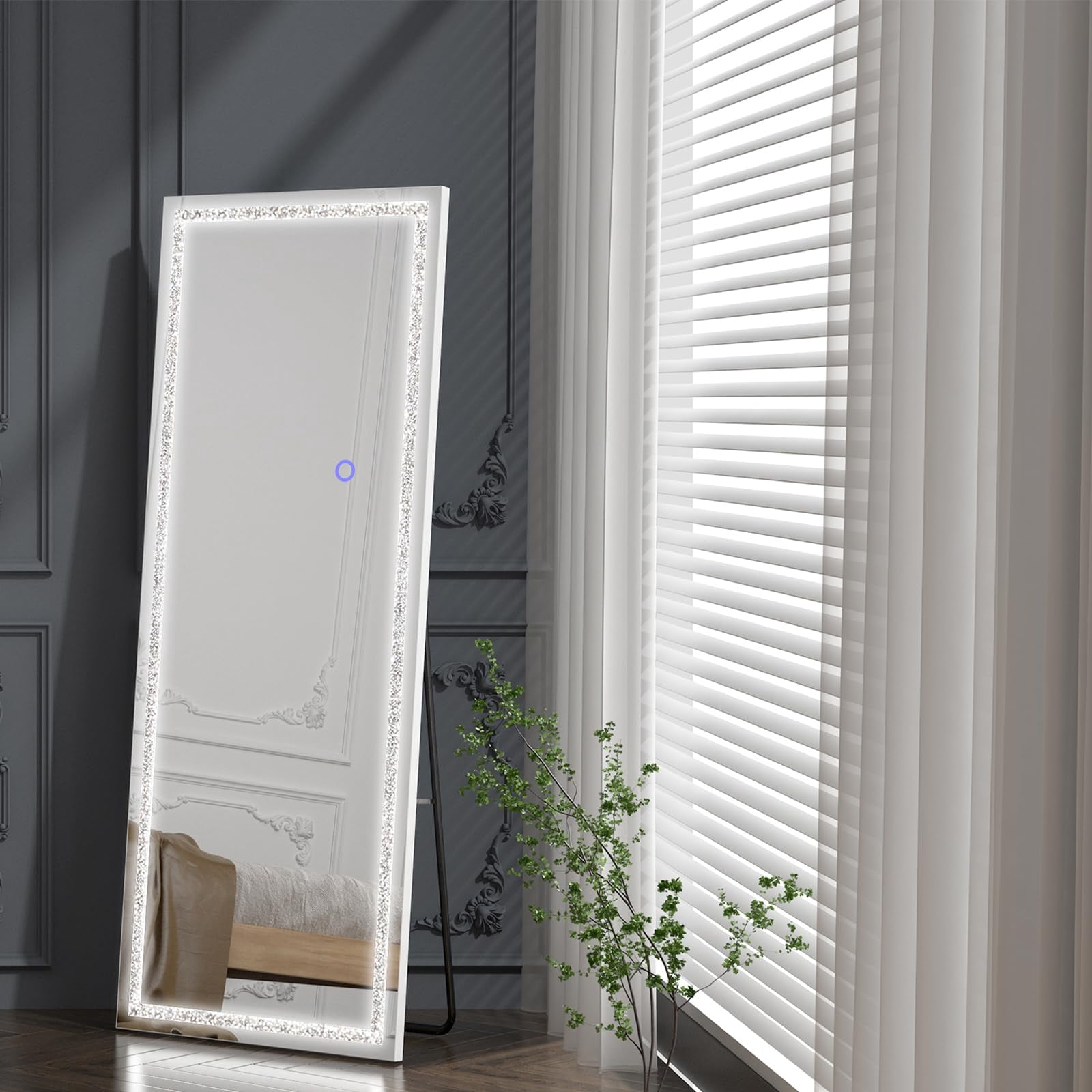 Takywep LED Full Body Floor Mirror – Adjustable Brightness & Color, HD Reflection, Shatterproof, Versatile Mount