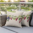 thumbnail image 4 of Purple Grape Pillow Covers 2 Pack Spring Grape Vine Leaf Watercolor Linen Texture Pillowcase Waterproof Outdoor Throw Pillow Cover for Patio Garden Square Cushion 20”x20”, 4 of 9
