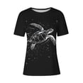 thumbnail image 3 of Tops de Ajuste Suelto para las Mujeres Sudadera Casual Impresa Manga Corta Cuello Redondo Superior, Poliéster, 3 of 4