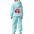 thumbnail image 5 of LRen Kids Sweatsuit Girls Valentines Bowknot Print Crew Neck Long Sleeve Active Hoodie Pullover Top and Long Sweatpants Set Lightweight Fall Kids 2pcs Outfits, 5 of 7