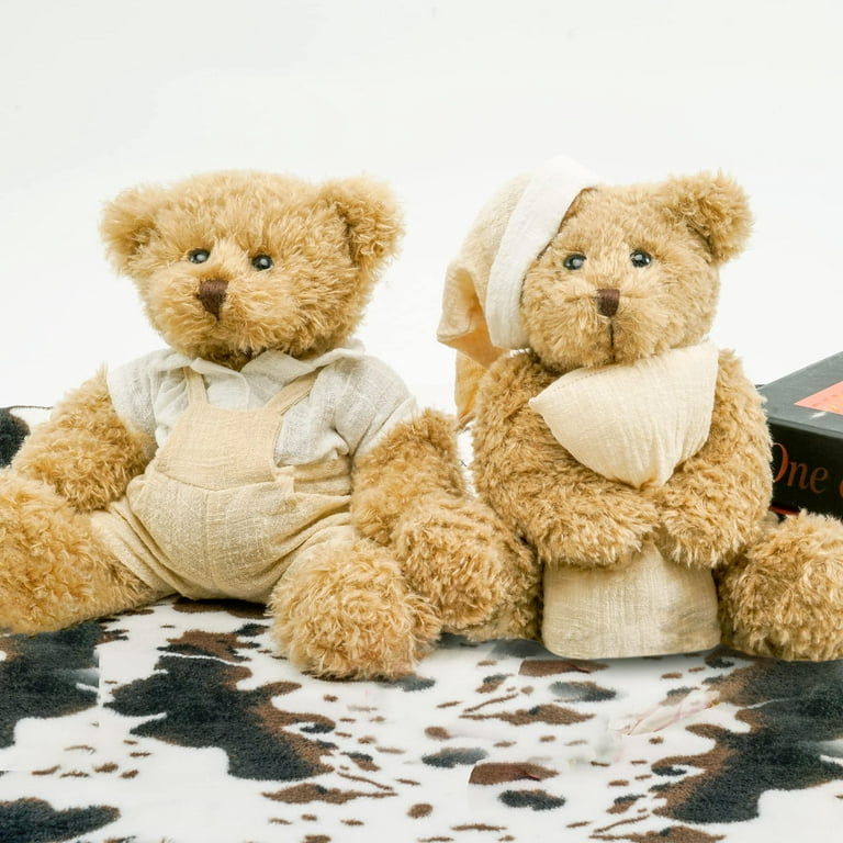 Kids II Brown Teddy Bear Eyes Closed Hands Together 6” Tall Plush/Stuffed  Animal