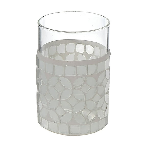 Masion Concepts Mosaic Glass Tumbler ,Ivory,Glass, 2.87 L x 2.87 W x 4.33 H