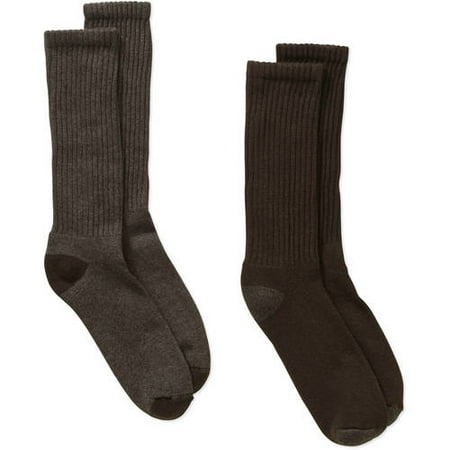 Men's Cotton Rib Cushion Crew Socks 2-Pack - Walmart.com