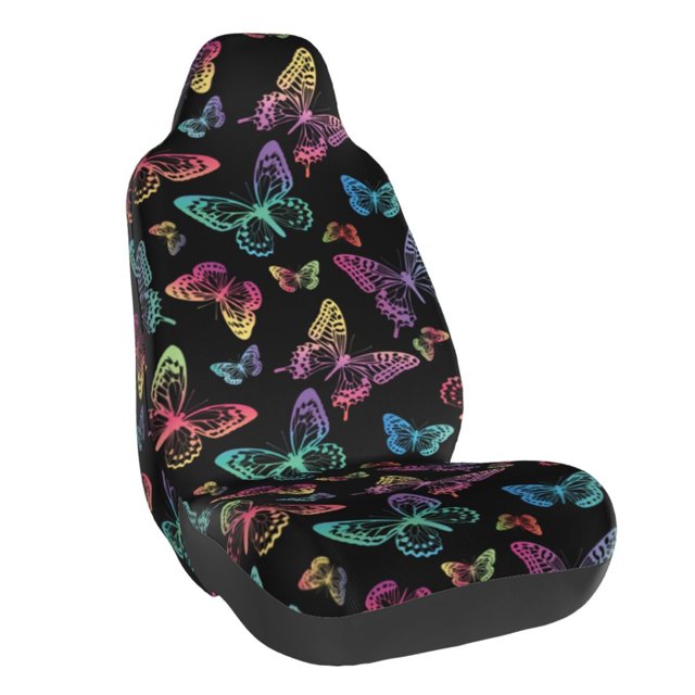 Lsque Rainbow Butterflies Pattern Car Seat Covers for Front Seats , Waterproof Seat Covers for Cars, Sporty Front Seat Covers,Car Seat Cover Protector Front Seats