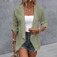 thumbnail image 2 of Duoif Cardigan Sweaters for Women Lightweight Spring Cardigan Mid Sleeve Coat Oversized Open Front Weave Cardigan Womens Sweaters Light Green M, 2 of 6