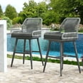thumbnail image 7 of MEISSALIVVE Set of 2 Rattan Swivel Bar Stools, 26" Counter Height with Woven Rope Back, Cushioned Patio Bar Chairs for Kitchen, Garden, Gray, 7 of 7