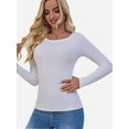 thumbnail image 2 of Women's Shirt Round Neck Fitted Top Casual Bottom Shirt Slim Basic T Shirt, 2 of 4