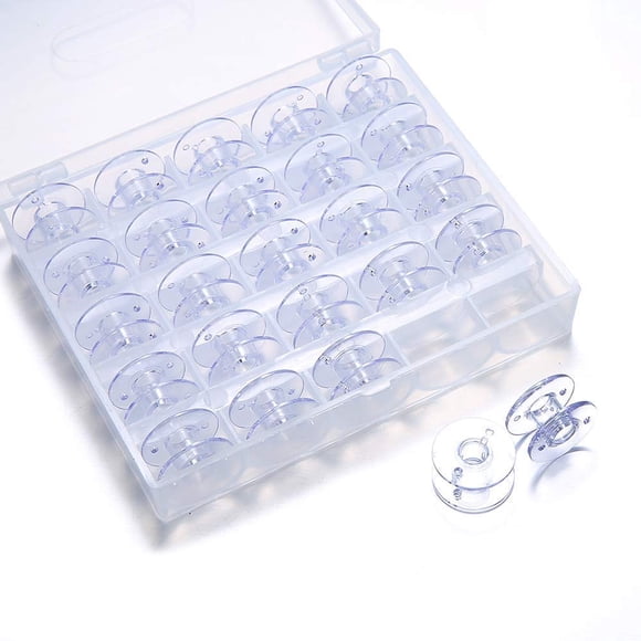 YEQIN 25 bobinas para máquina de coser con estuche Sa156 bobinas de plástico clase 15 compatibles con máquina de coser y bordar Brother Singer (25 bobinas con caja)