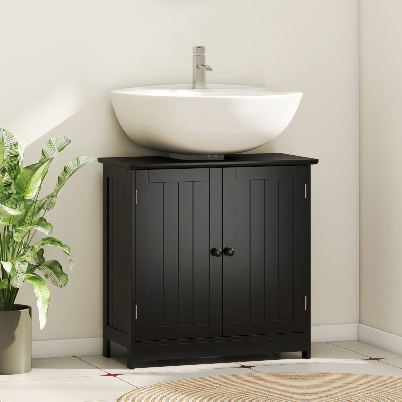 Alvantor Under Sink Bathroom Storage Cabinet with 2 Doors & Adjustable Shelf 23.5" W x 11.75" D x 23.5" H Black