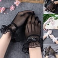 thumbnail image 2 of 1 Pair Bridal Gloves - Sexy Full Finger Lace, Stretchy and Breathable with Bow-knot for Wedding Party Performance, 2 of 8