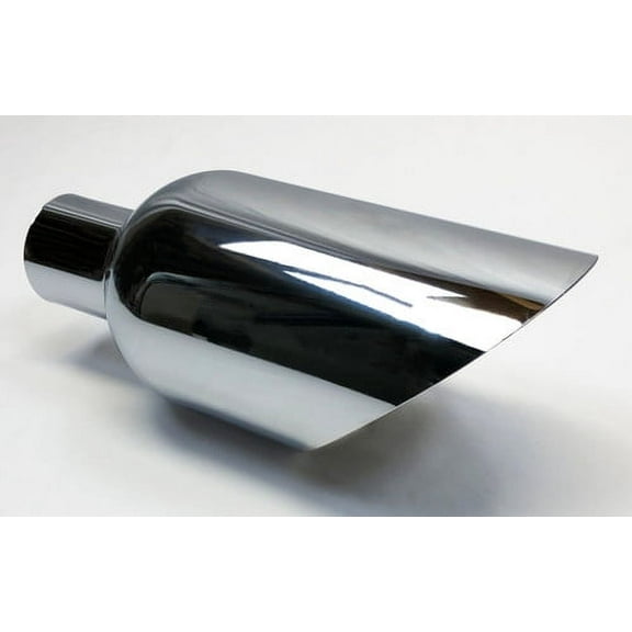 Exhaust Tip 2.25" Inlet 5.00" Outlet 12.00" Long Slant 304 Stainless Steel Chrome Plated WCHRSS50012-225-S Wesdon Exhaust Tip