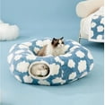 thumbnail image 7 of Cat Tunnel Bed for Indoor, Soft Plush Cat Donut Tunnel with Circle Mat, for Kitten Puppy Rabbit, Blue, 7 of 7