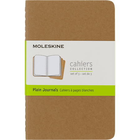 Moleskine Cahier Journals (Set of 3), Pocket (3.5" x 5.5"), Plain, Kraft Brown