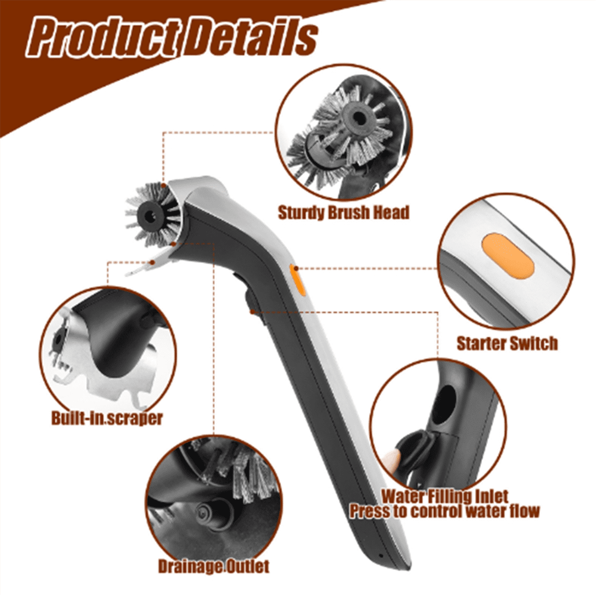 Electric Grill Brush Outdoor Steam Cleaning Brushes BBQ Cleaner Electric Steam Grill Brush