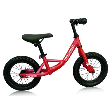 PlayWorld 12  Push Bike Balance Bicycle Steel Frame Air Tire  Black Wheel Kid s Bike - Red