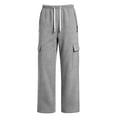 thumbnail image 7 of BXJX Boys Cargo Sweatpants, Casual Relaxed Fit Straight-Leg Elastic Waist Kids Athletic Pants with Drawstring Gray Size 11-12 T, 7 of 7