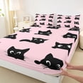 thumbnail image 3 of Homewish Kids Children Kawaii Cats 4 Pieces Queen Sheet Sets,Black Pink Ultra Soft Flat Sheet,Cartoon Animal Pet Queen Fitted Sheet,Microfiber Bedroom Decor, 3 of 7