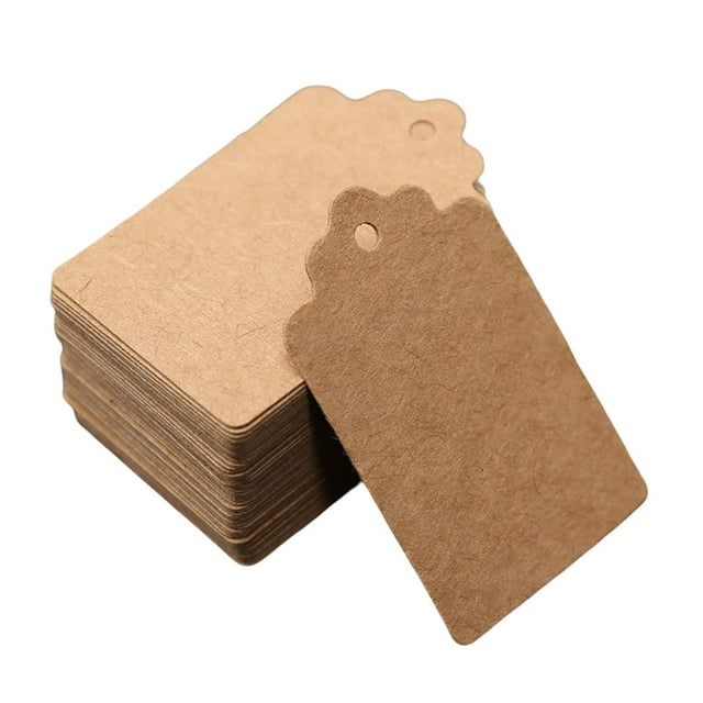 Abbracc 100Pcs DIY Paper Gift Tag Personalize Multipurpose Hang Labels for Gift Wrapping Brown