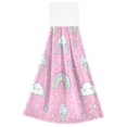 thumbnail image 7 of Yayeee Kitchen Hanging Hand Towels Set of 2 with Loop Bathroom Absorbent Tie Towel, Ice Cream Rainbow Pattern, 7 of 7