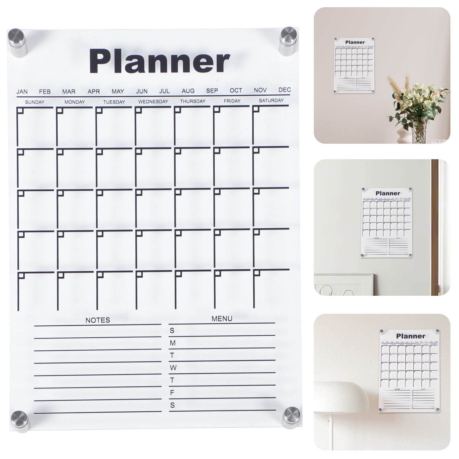 FONWILYO 1Set Acrylic Magnetic Dry Erase Board for Fridge Clear Writing Memo and Decoration