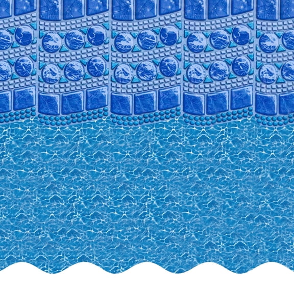 SmartLine 16' x 24' Oval Swirl Tile Overlap Above Ground Swimming Pool Liner, 48"/52" Height, 25 Gauge