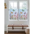thumbnail image 2 of Blue Pink Flowers 2 Panel Kitchen Curtains for Small Windows, Spring Floral Butterfly Elegant Pastoral Bathroom Tier Curtain, Short Window Treatment for Bedroom/Living Room 55"x24", 2 of 6