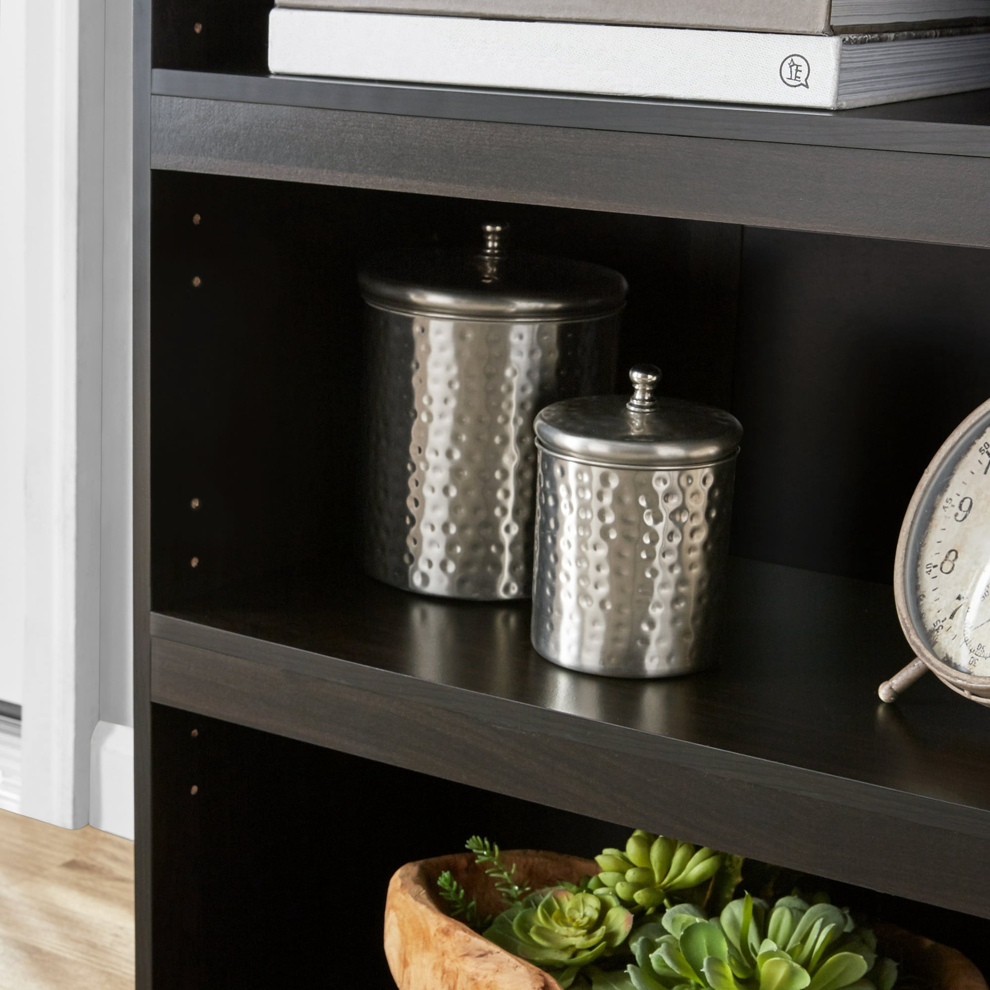 Mainstays 3-Shelf Framed Bookcase with Adjustable Shelves, Espresso