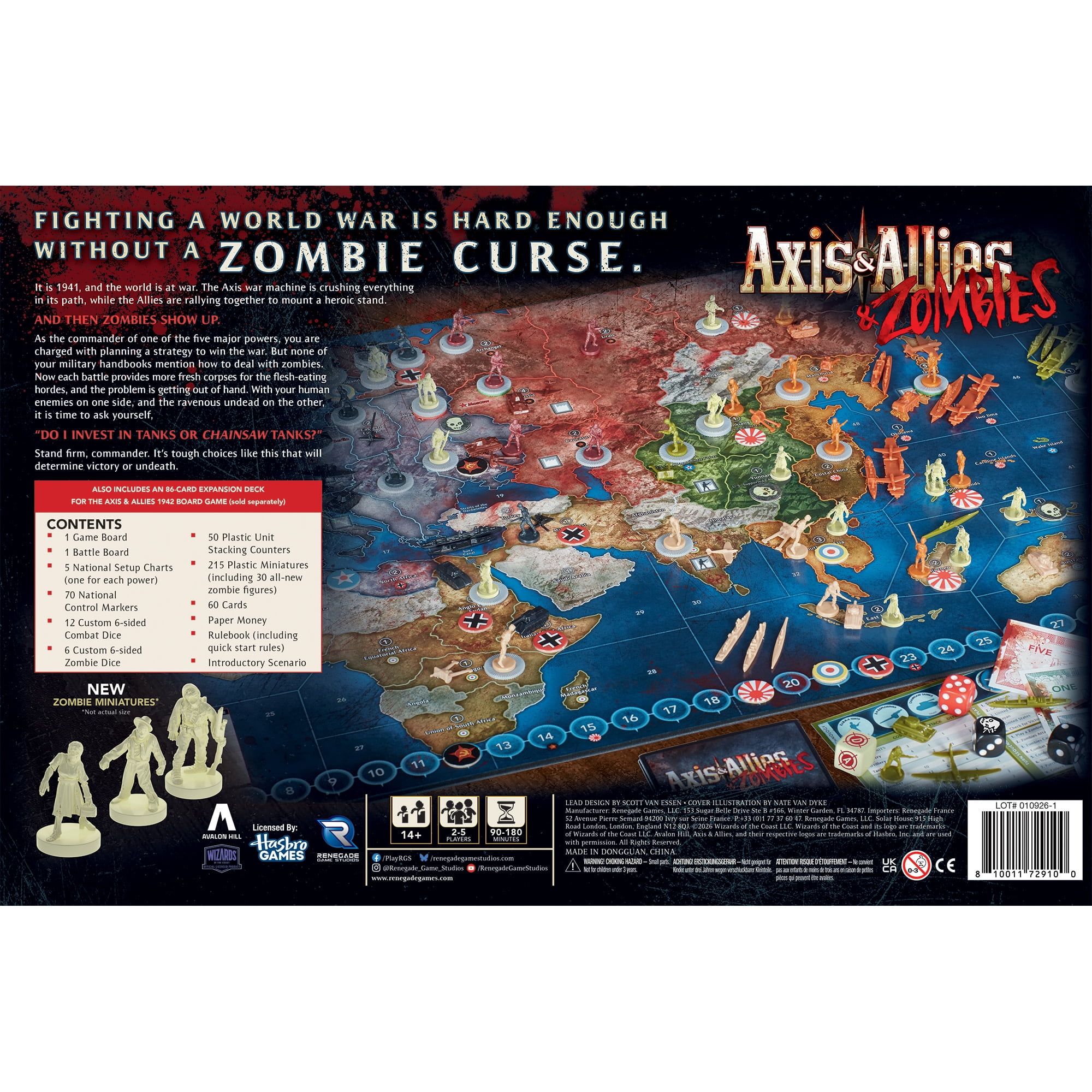 Axis & Allies: Zombies - Survival War Board Game, An Alternate WWII History Edition, Zombie Miniatures, Strategy & Area Control, Ages 14+, 2-5 Players