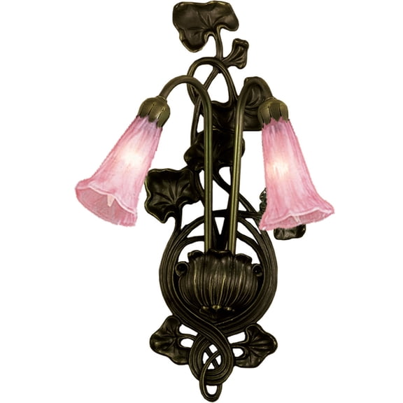 Meyda Tiffany 17552 Lilies 11" Wide 2 Light Double Sconce - Pink