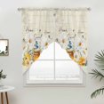 thumbnail image 2 of Swag Valance Curtains for Windows, White Daisy Light Filtering Kitchen Curtains, Spring Floral Elegant Pastoral Bees Watercolor Window Treatment Valances for Living Room, 36x45 - 2 PCS, 2 of 9