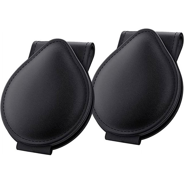 Juego de 2 clips para gafas de sol de coche Pu+hierro, soporte universal práctico para gafas de sol con adsorción magnética, color negro brillar Electrónica