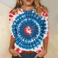 thumbnail image 2 of Independence Day Womens Tops Three Quarter Sleeve Shirt USA Patriotic Flag Graphic Print Top, 2 of 6
