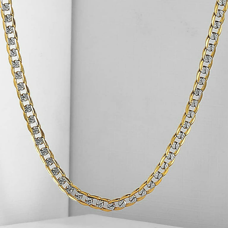 4mm Thin Hammer Curb Cuban Link Silver Gold Filled Chain Necklace Men Women, Men's, Size: One Size