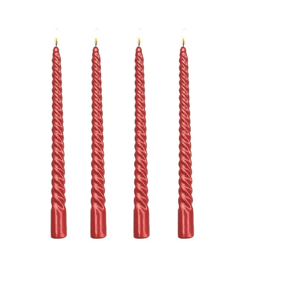 Restaurant Birthday Candles, Christmas Candles, Colorful Thread Candles for Wedding Decoration, 4 Pack Long Tapered Wax Candles In Red White Silver, 9.84 Inch Romantic Candlelight Dinner Accessories