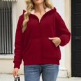 thumbnail image 5 of Lined Wool Zipper Winter Essential Jacket Long Sleeve Casual Pullover Hoodie, 5 of 9