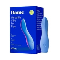 Dame Dip Internal and External Vibrator for Women — USB-C Rechargeable, 5 Speeds, Waterproof, Angled Ridged Design, Personal Massager, Soft Silicone, Ergonomic - Periwinkle