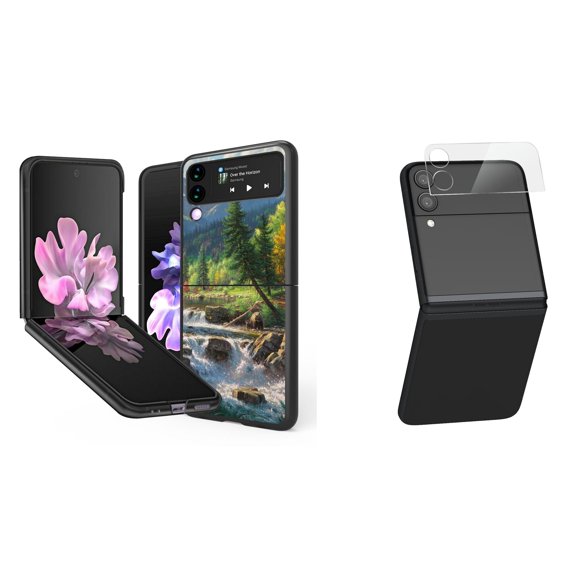 Bemz Premium Bundle for Samsung Galaxy Z Flip 3 5G: Slim Snap-On Protector Case (Bear River), Rear Camera Glass Protector