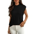 thumbnail image 3 of Women'S Mock Neck Sweaters Vest Business Casual Trendy Tops Fall Outfits Black M, 3 of 9