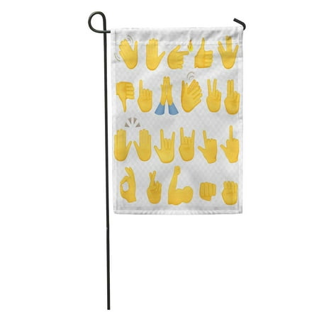 Signal Flag Hook LADDKE Thumb of Hands and Symbols Emoji Different Gestures Signals Signs Garden Flag Decorative Flag House Banner 12x18 inch ()
