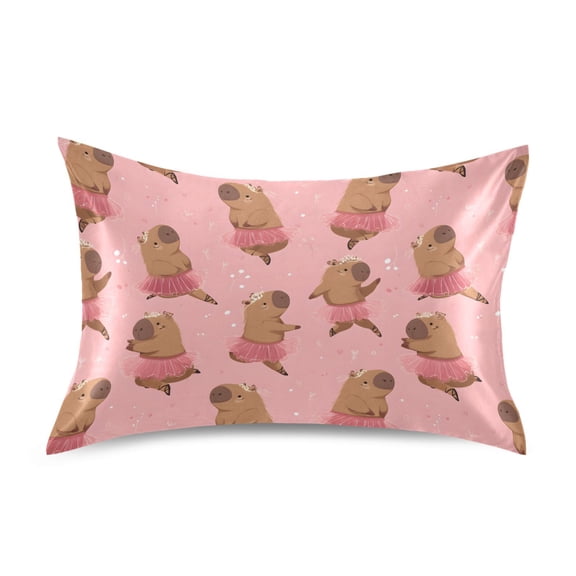 Ryvnso Satin Pillowcase Capybara Dancing Pillow Cases Standard Size 26x20in