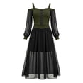 thumbnail image 2 of Plus Size Halloween Dress for Women Cold Shoulder Lace Up Long Sleeve Mesh Gown Costume Party, 2 of 8