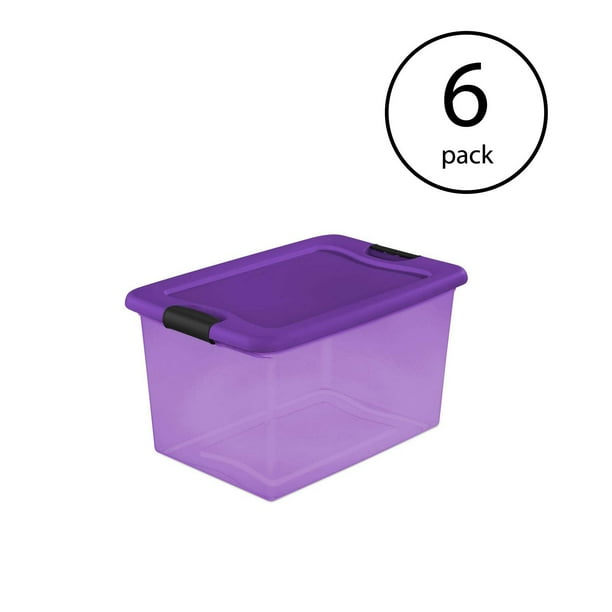 Sterilite Purple 64 Quart Latching Plastic Storage Box Container Tote