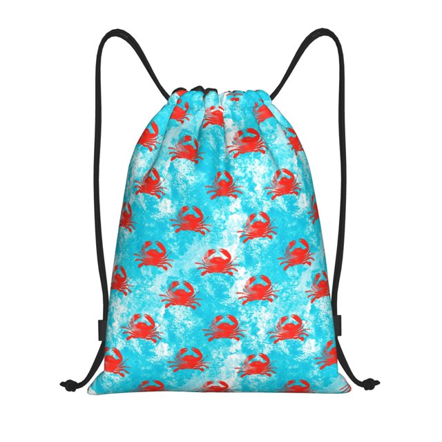 Fotbe Crab Swims In The Ocean Bolsa Mochila con Cordón Estampada, Bolsa de Gimnasio Deportiva, Bolsa Cinch, Bolsa con Cordón para Hombres y Mujeres-Medium