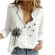 thumbnail image 2 of ICHUANYI Clearance Women Printed Cotton Long Sleeve Tank Career Bloues Cardigan Tops(White, XXL) ICHUANYI WER2023081017263, 2 of 7