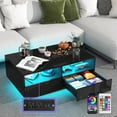 Chvans High Glossy LED Coffee Table with 4 Storage Drawers, 16 Colors