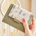 thumbnail image 3 of Small Wallets for Women, Leather Walle, New Large Capacit Foldable Floral Purse with Zipper for Storing Banknotes, Coins and Various Credit Cards, Green, 3 of 7