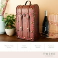 thumbnail image 3 of Twine Vintage Trunk Wooden Wine Box, 2-Bottle Wine Gift Box, Wedding Gifts, 3 of 7