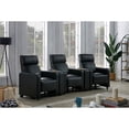 thumbnail image 4 of Maklaine Faux Leather Home Theater Console Table with Cup Holders Black, 4 of 4